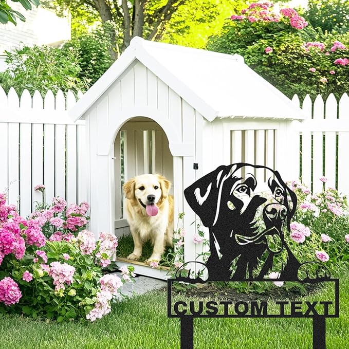 Custom Labrador Retriever Garden Stakes Sign, Personalized Metal Dog Statue Garden Sign for Outside, Personalized Dog House Decor Welcome Sign Patio Gardening Decor Stake Gifts for Dogs Mom