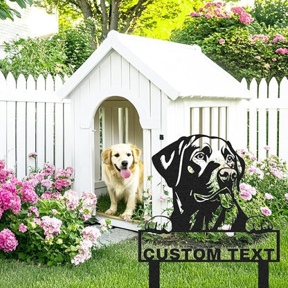 Custom Labrador Retriever Garden Stakes Sign, Personalized Metal Dog Statue Garden Sign for Outside, Personalized Dog House Decor Welcome Sign Patio Gardening Decor Stake Gifts for Dogs Mom