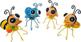 Metal Bee Sculptures Outdoor Yard Art Garden Patio Decor, Set of 4 Statues for Insect-Themed Garden Decoration