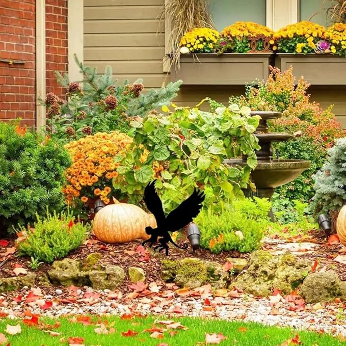 Black Flying Monkey Metal Garden Ground Insert Decorations Cute Tree Decorative Outdoor Statues Garden Metal Animal Statues
