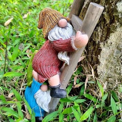 Climbing Gnomes Tree Faces Decor Outdoor for Yard - Cute Gnome Garden Statue Art Resin Dwarf Sculpture for Yard Outdoor Decoration Ornaments