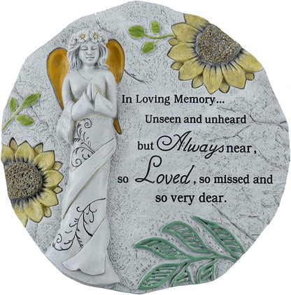 MyGift 9 Inch Resin Memorial Stepping Stone, Angel Prayer Garden Plaque, Sympathy Bereavement Gifts for Loss of Loved One, Outdoor Remembrance Stone