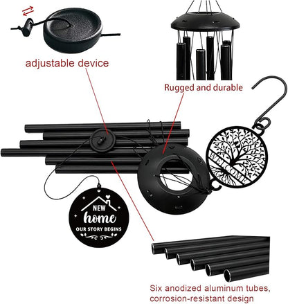House Warming Gifts New Home, 37" Black Wind Chimes Housewarming Gifts, New Home Gift Ideas for Women Men Homeowners Couples Family Friends,Outdoor Decor for Patio,Garden,Yard