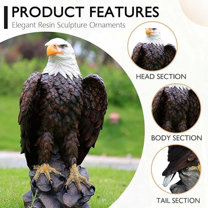 24" Bald Eagle Statue for Garden, Outdoor Sculpture, Animal Decor for Yard Porch Entryway Patio Living Room (Large, Bald Eagle)