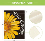AVOIN colorlife Hello Sunshine Garden Flag 12x18 Inch Double Sided Outside, Summer Spring Floral Yellow Daisy Yard Outdoor Flag Black