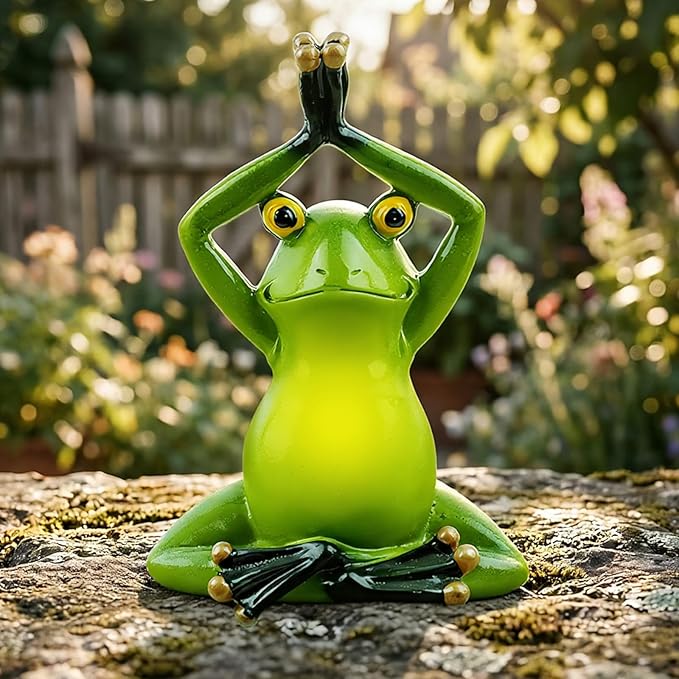 Garden Frog Statues – Funny Outdoor Figurines for Yard, Patio, Lawn, Indoor Decor – Cute Animal Ornaments & Plant Hangers – Birthday for Women (1 Pack - Lotus Pose Frog)