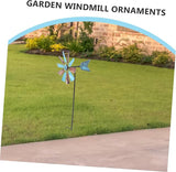 Iron Craft Windmill Statue for Garden Bee Decorative Spinners Outdoor Decor