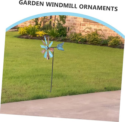 Iron Craft Windmill Statue for Garden Bee Decorative Spinners Outdoor Decor