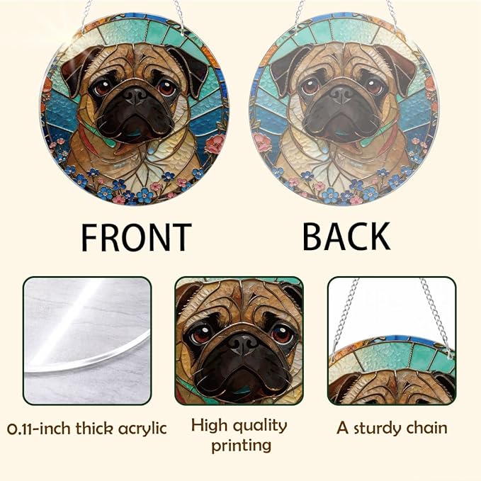 Dog Acrylic Suncatcher, Artistic Colorful Acrylic Suncatcher, Indoor Window Wall Art, Hand-Painted Sun Catcher Garden Hangings, Animal Lover Home Decor, Housewarming Gift, Dog Mom Gift