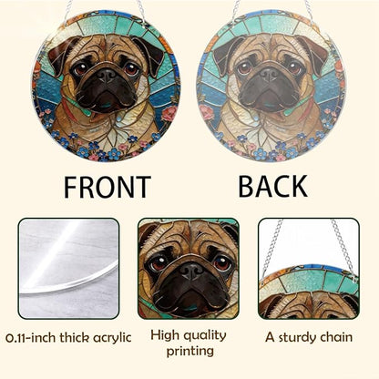 Dog Acrylic Suncatcher, Artistic Colorful Acrylic Suncatcher, Indoor Window Wall Art, Hand-Painted Sun Catcher Garden Hangings, Animal Lover Home Decor, Housewarming Gift, Dog Mom Gift