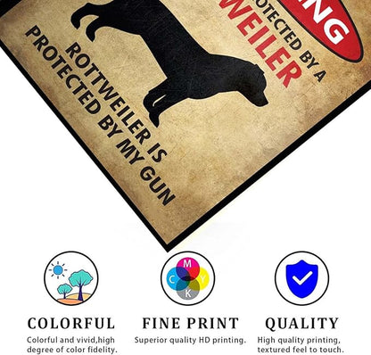 EMOHAT Warning Rottweiler Vintage Retro Metal Sign Wall Art Decor Aluminum Anti-Rust Warning Signs Outdoor Use Entryway Decor Plaque for Home Restaurant Businesses 8x12 Inches