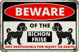 Beware Of The Dog Bichon Frise Sign Aluminum Metal Tin Signs Outdoor Yard Sign Warning Sign For Fence Yard Home Kitchen Farm Garden Wall Decor 8x12 Inch