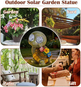 Solar Garden Statue with LED Lights, Dynamic Blinking Lights and Flowers, Outdoor Garden Figurine for Patio Porch Lawn Backyard Decor, Housewarming Gifts for Women (Turtle)