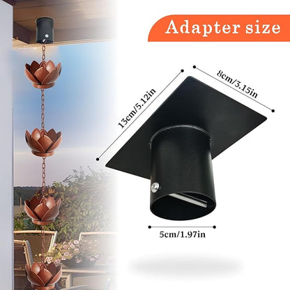 Rain Chain Gutter Adapter, Metal Rain Chain Outside Gutters Downspout Accessories, Black Powder Coated Gutter Adapter Rain Chain Installation