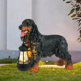 Afirst Solar Dog Statue Garden Decor- Outdoor Decor with Solar Lantern Lovely American Cocker Spaniel Figurine Patio Lawn Yard Art Ornaments Housewarming Gift