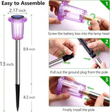 DenicMic Solar Lights Outdoor 10 Pack Waterproof Purple LED Stainless Steel Stake Outside Lights for Yard Pathway Garden Driveway Walkway Landscape Path Lighting Halloween Decorations Outdoor