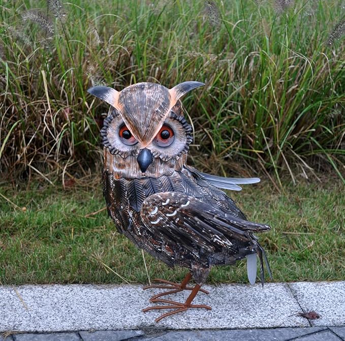 16.5" Metal Owl Statues Outdoor Garden Yard Art for Patio Backyard