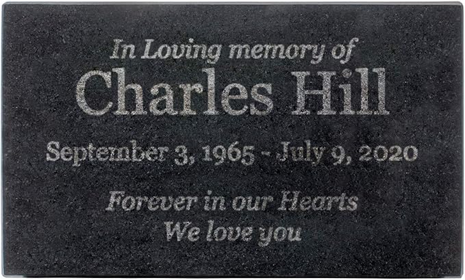 Customized In Loving Memory Black Granite Memorial or Sympathy Gift. Offered in a Variety of Sizes to Meet your Needs and Budget (10 x 6 x 2")