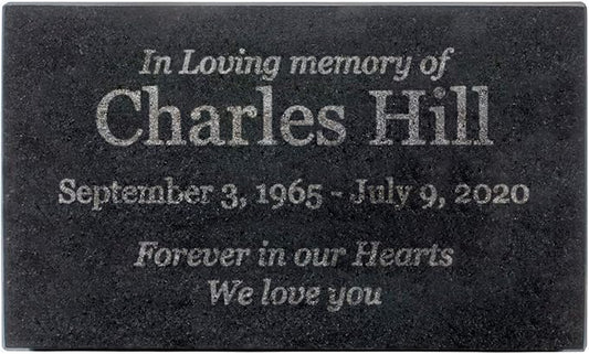 Customized In Loving Memory Black Granite Memorial or Sympathy Gift. Offered in a Variety of Sizes to Meet your Needs and Budget (10 x 6 x 2")