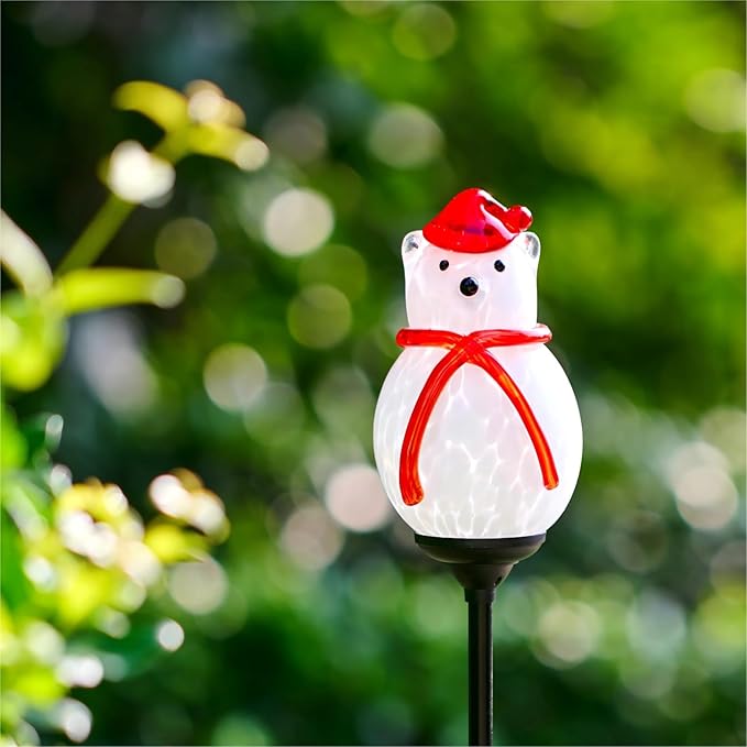 Solar Powered Garden Stake Lights Outdoor, Cute Animal Outdoor Figurine Lights Ornament Statue Decor for Pathway, Patio, Polar Bear