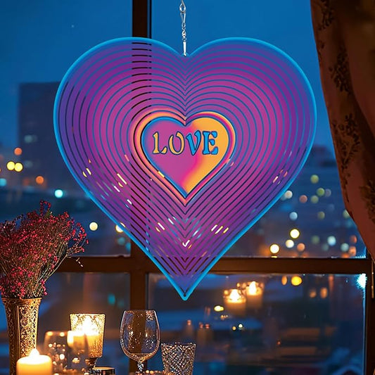 Heart Gifts for Mom, Moms Wind Spinners, Mother's Day Best Gift for Mom, Mother Birthday Gift from Daughter Son, Love Reminder Gifts for Mother's Day, Love Gifts for Outside, Purple, 12in