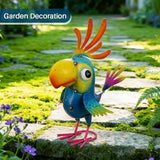 Metal Parrot Statue Outdoor Garden Decor,15" Bird Decor Yard Statue Decorations Outdoor,Funny Parrot Sculpture for Patio, Lawn, Backyard