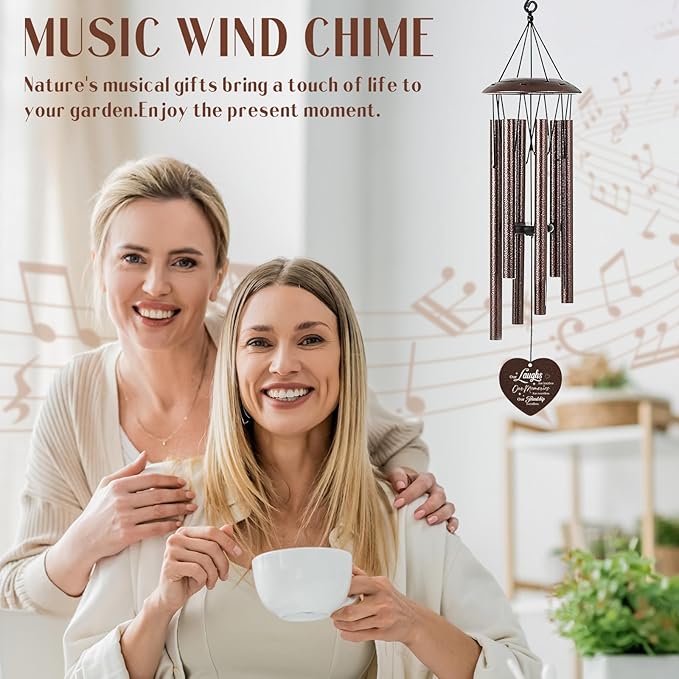 Friendship Gifts for Women - Metal Bestie Wind Chimes with Greeting Card Indoor Outdoor Patio Garden Porch Home Hanging Art Decor Graduation Birthday Thank Sisterhood Gift for Best Friends