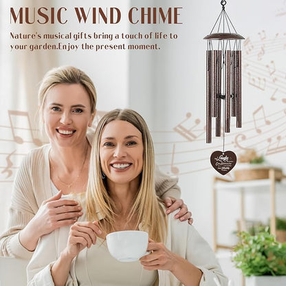 Friendship Gifts for Women - Metal Bestie Wind Chimes with Greeting Card Indoor Outdoor Patio Garden Porch Home Hanging Art Decor Graduation Birthday Thank Sisterhood Gift for Best Friends