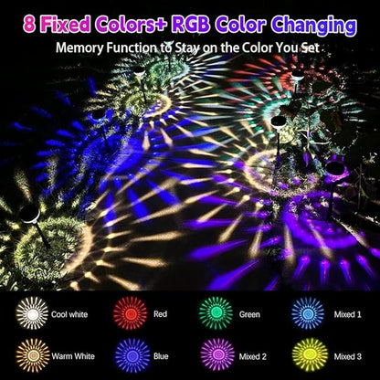 JNOEC 8Pack Solar Pathway Lights Outdoor, Color Changing+8 Fixed Color (Warm White, Cool White, Colored) Solar Lights Outdoor, Bright Solar Powered Garden Light