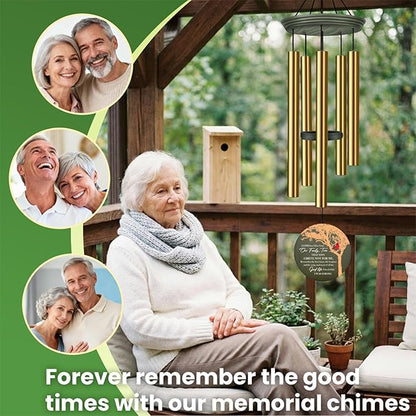 Personalized Sympathy Wind Chimes 36inch, Custom Memory Words for Loss of Loved, Cardinal Commemorative Sympathy Gifts, Decorative Wind Chime Outdoor (Produced in USA)