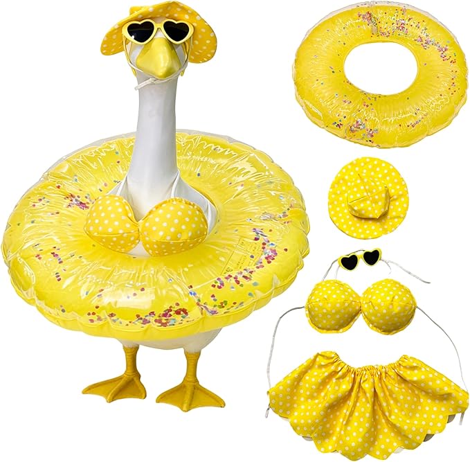 Independence Day Style Cute Outfit for 23-Inch Cement Goose – Outdoor Garden Yard Porch Decor