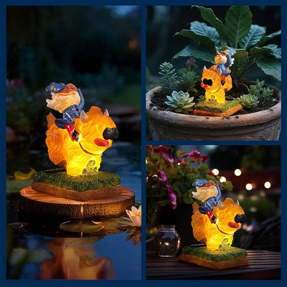 Garden Gnome Statue - Garden Gnome Riding Highland Cow - 6.7 Inch Tall Lawn Figurine - for Outdoor or House Decor - Funny Yard & Patio Decoration