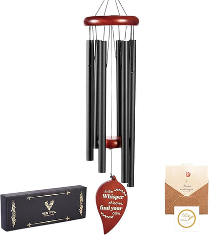Wind Chimes for Outside – Memorial Wind Chimes 32" for Loss of Loved One with Leaf Spinner, Bereavement & Sympathy Gift, Soothing Tones, Bronze Finish