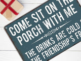 Front Porch Signs Decor Outdoor Aluminum Metal Tin Sign Vintage Camping Decorations, 12" X 16" Come Sit On The Porch with Me Funny Sayings