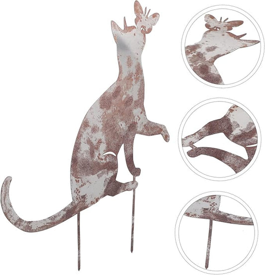Totority Garden Cat Stake Iron Art Stake Vintage Cat Statue for Outdoor Decor Lawn Ornament