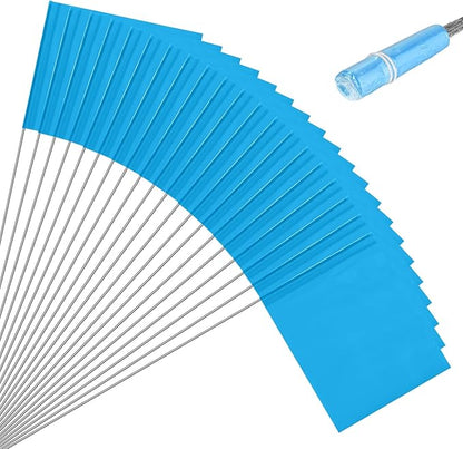 M METERXITY 20-Pack Blank Marking Flags, 15x5.1x4 Inch Waterproof Yard Flags Marking for Lawn/Garden/Irrigation/Landscape/Sprinkler/Survey/Dog Training/DIY [Blue]