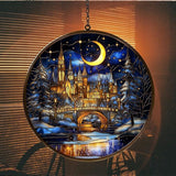 The City of Magic Acrylic Suncatcher Stained Glass Effect Window Car Hanging Christmas Ornament Indoor Outdoor Decor Garden Sun Catcher Panel for Acrylic Suncatcher Lover for Women Mom Grandma