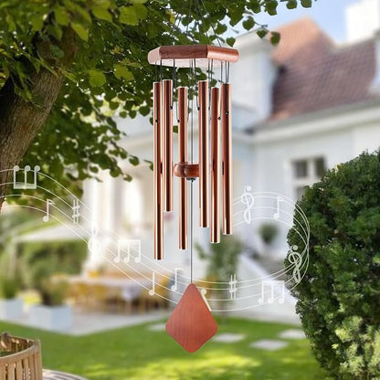 Small Bronze Wind Chimes - 28 Inch Outdoor Tuned Melody, Sympathy Gift for Mom/Housewarming, Outside Decoration