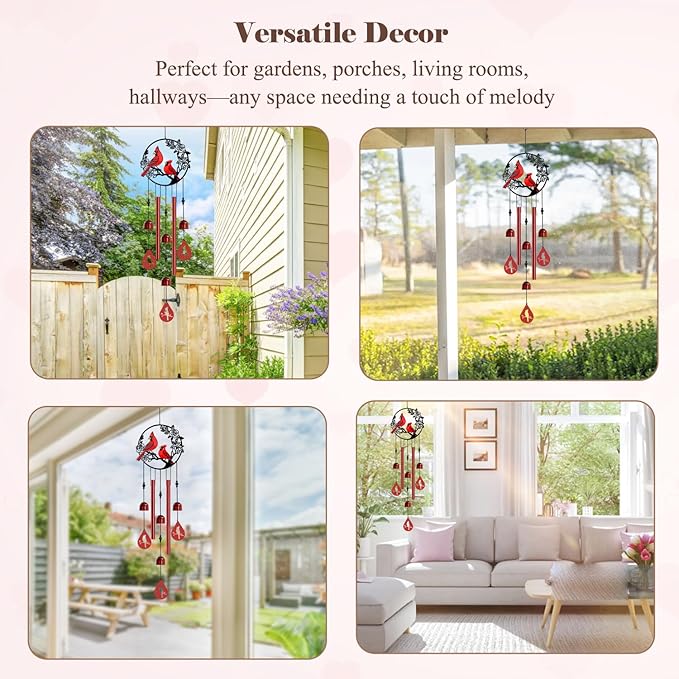 Wind Chimes for Outside Cardinal Wind Chimes Windchimes Outdoors Red Bird Wind Chime Cardinal Gifts for Women Mom Grandma Sisters
