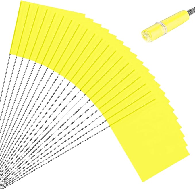 M METERXITY 20-Pack Blank Marking Flags, 15x5.1x4 Inch Waterproof Yard Flags Marking for Lawn/Garden/Irrigation/Landscape/Sprinkler/Survey/Dog Training/DIY [Yellow]