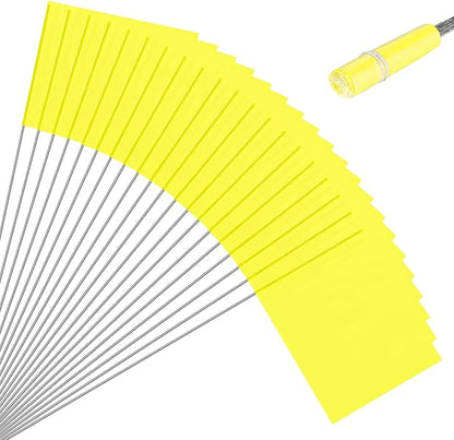 M METERXITY 20-Pack Blank Marking Flags, 15x5.1x4 Inch Waterproof Yard Flags Marking for Lawn/Garden/Irrigation/Landscape/Sprinkler/Survey/Dog Training/DIY [Yellow]