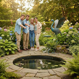 Heron Outdoor Statues with Leaf Tray, Large Crane Garden Statue for Outside, Elegant Metal Crane Yard Art Garden Decor for Garden Yard, Porch