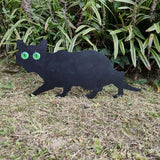 Garden Field Scarer Cats Set, Cat Silhouette Gardening Cat with Marble Eyes Mice Control Bird Decor 3PCS, Cats Set with Green Marble Eyes