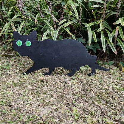Garden Field Scarer Cats Set, Cat Silhouette Gardening Cat with Marble Eyes Mice Control Bird Decor 3PCS, Cats Set with Green Marble Eyes
