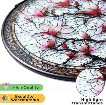 Stained Glass Window Hanging - Flowers Suncatcher - Vibrant Sun Catchers Indoor Hanging Decor, Flower Gifts for Women & Plant Lovers, Housewarming, Friendship， Birthday or New Home Celebration
