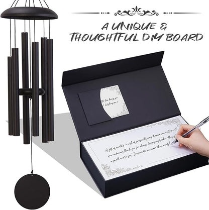 32" Outdoor Wind Chimes Deep Tone, Professionally Tuned C Major Aluminum Wind Chime with Gift Box & Envelope, Memorial Sympathy Wind Chime for Patio Garden Decor, Classic Round, Black
