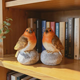 Bird Statue on Rock,Resin Garden Sculpture for Indoor Home Decor, Outdoors, Lightweight & Durable Patio Decor for Yard, Lawn, Housewarming Gift, Festival Gift. The Figurine Set of 2.