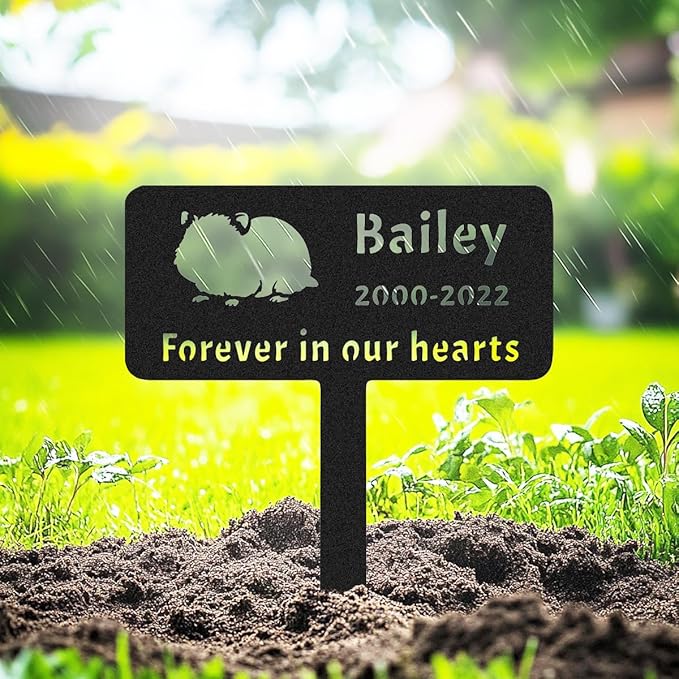 Personalized Pet Hamster Memorial Garden Stake Grave Marker, Custom Metal Hamster Memorial Grave Marker Stake Outdoor for Loss of Pet Remembrance Gifts Hamster Memorial Plaque Stake