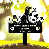 Custom Rottweiler Dog Memorial Grave Marker,Personalized Metal Flora Dog Memorial Stake,Dog Memorial Plaque Burial Stake Engraved Sign,Sympathy Grave Stake for Lost Dog,Dog Headstone