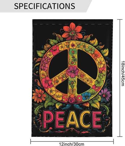 Garden Flags 12×18 Inch Peace Floral Double Sided Decorative Yard Banner Seasonal Flag for Outdoor Outside Decor